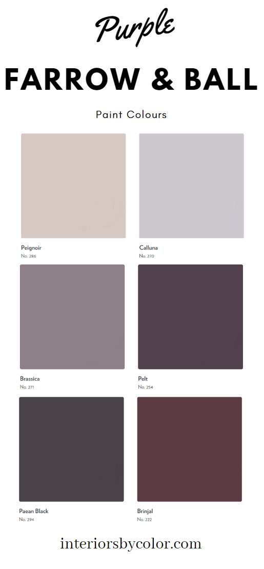 purple, farrow and ball paint colors with text overlaying the color scheme