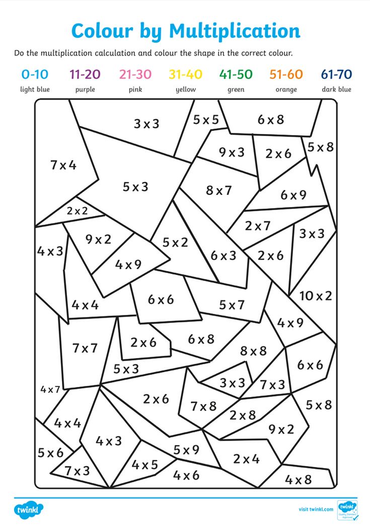 the color by number worksheet for kids to learn how to multiplye