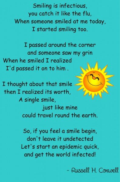 a poem written in english with the words smile and an image of a smiling sun