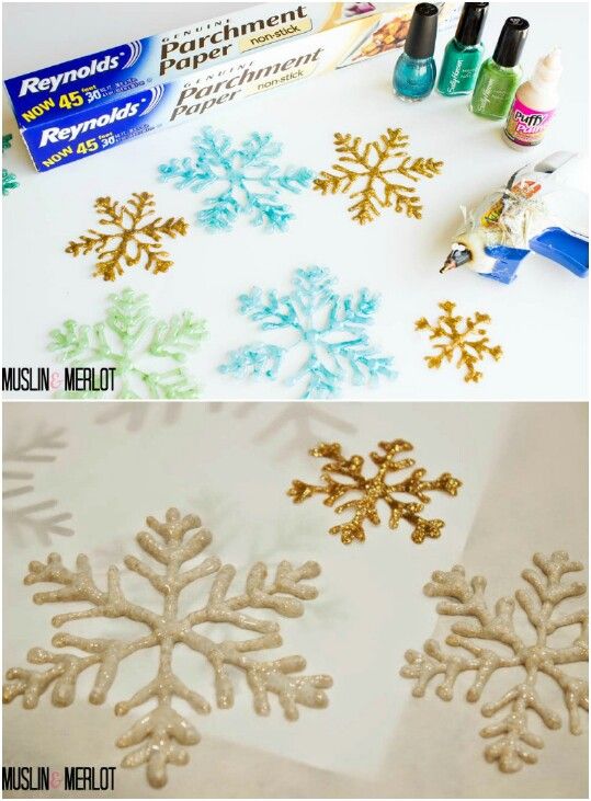 the snowflake is being made out of glitter and then it's glue