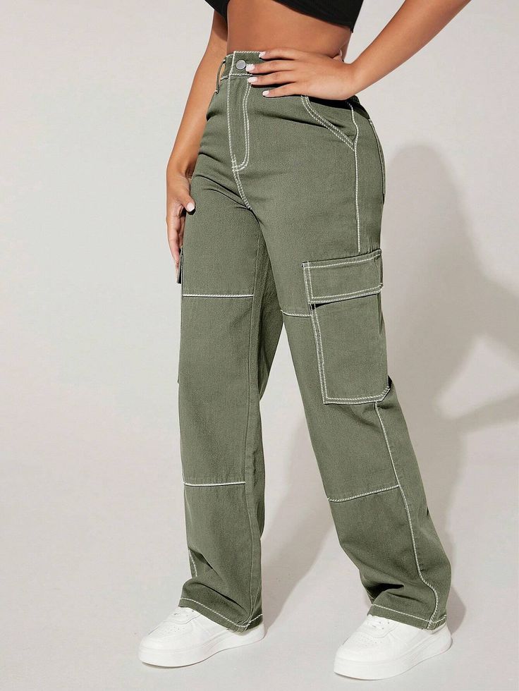 Introducing our High Waist Cargo Pants with Button, the ultimate blend of style and functionality. These pants are designed to elevate your fashion game while providing maximum comfort and convenience. The high waist silhouette flatters your figure and adds a trendy touch to any outfit. The button detailing adds a unique and eye-catching element, setting these cargo pants apart from the rest. Specifications: Details: Button, Pocket, Zipper Waistline: High Waist Length: Long Fit Type: Regular Fit Trendy High Waist Cargo Jeans With Button Closure, Baggy Mid-rise Bottoms With Button Closure, High Waist Solid Pants For Streetwear, High Waist Solid Color Pants For Streetwear, High-waist Pants For Streetwear, Trendy Straight Leg Cargo Jeans With Button Closure, High Waist Cargo Pants For Streetwear, Casual High-waisted Cargo Jeans With Button Closure, Trendy High Rise Pants With Cargo Pockets