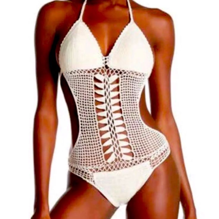 New With Tags Size Medium Handmade Crochet From Nordstrom Stock Image For Reference Color: Ivory 95 Polyester/ 5 Spandex Price Firm Beige Stretch Crochet Top For The Beach, White Crochet Trim Swimwear For Spring, White Crochet Lace Swimwear For Beach, Fitted Beige Crochet Top For Beachwear, White Fitted Crochet Top For The Beach, White Fitted Crochet Top For Vacation, White Crochet Lace Summer Swimwear, White Stretch Crochet Top For Beach, White Stretch Crochet Top For The Beach