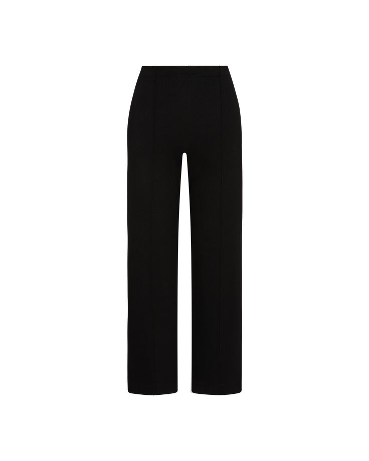 We’ve taken the pull-on pant that broke the internet and reimagined it into the perfect straight leg silhouette but CROPPED. This high-waisted, classic straight leg pant is made from luxurious ponte knit, offering the structure of tailored fabric with the comfort of a soft knit. The elongated, clean lines and elevated waistline are designed to be slimming and elongating, flattering every body type and height. Inseam Measurements: Sz 1 (XS): 26.5" Sz 2 (SM): 27.5" Sz 3 (M): 28.5" Sz 4 (L): 29.5" Fitted Wide Leg Pants With Straight Hem For Spring, Elegant Straight Fit Bottoms For Fall, Chic Bottoms With Minimal Stretch For Spring, Modern Stretch Pants For Night Out, Casual Evening Trousers, Chic Evening Bottoms With Straight Hem, Chic Straight Fit Pants With Straight Hem, Chic Straight Fit Bottoms For Fall, Fall Full Length Pants With Minimal Stretch