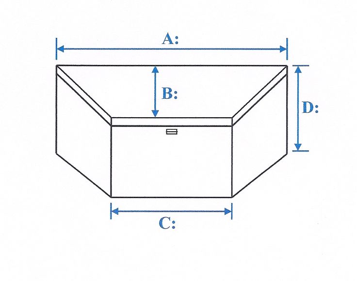 an image of a bathtub with measurements for the size and width, as shown in this drawing