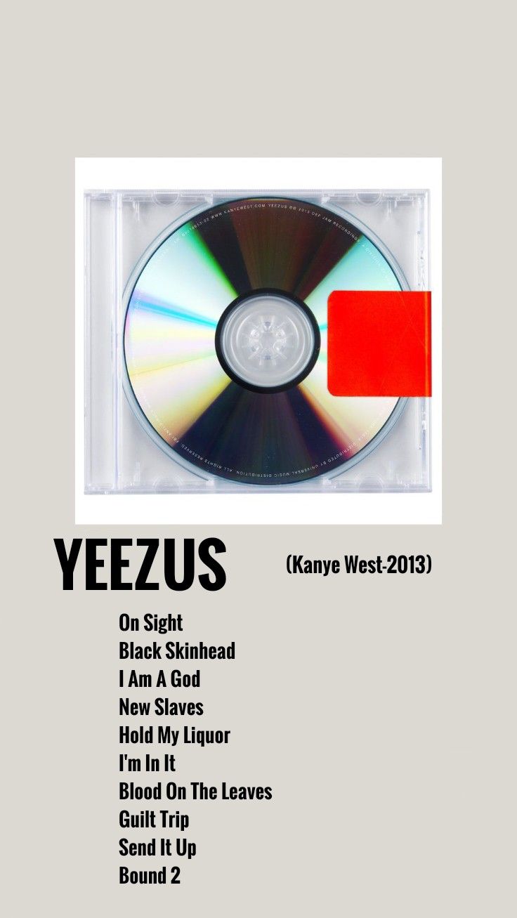 a cd with the words yeezus on it and an image of a red object