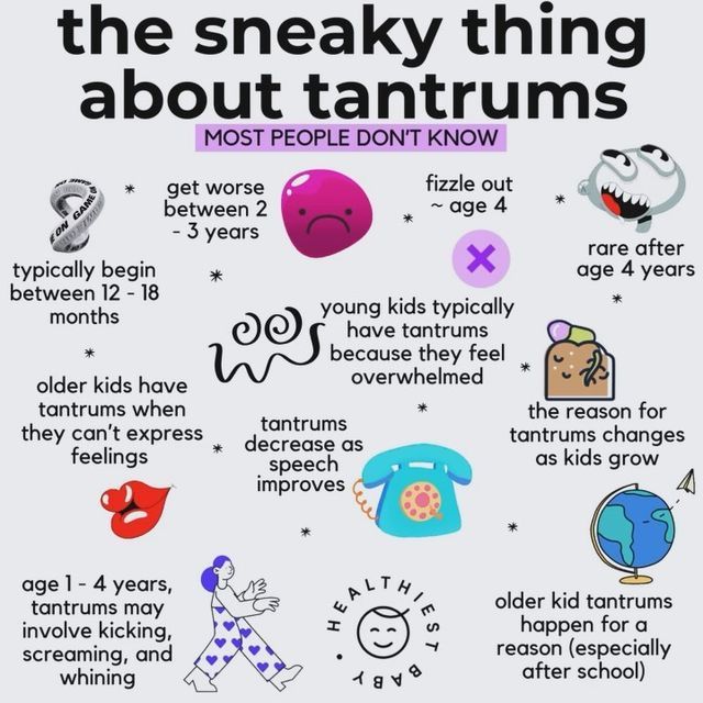 an info poster with some things to know about tantrums and what they mean them