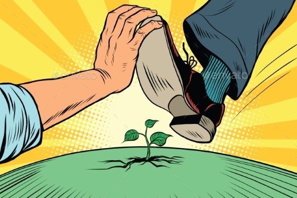 a man is holding the hand of another person with a plant growing out of it