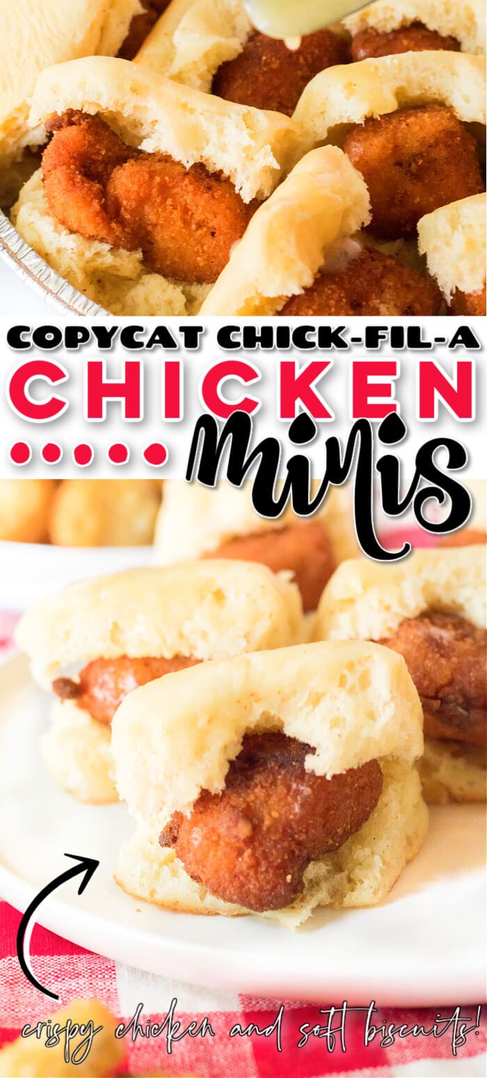 chicken minis on a plate with text overlay