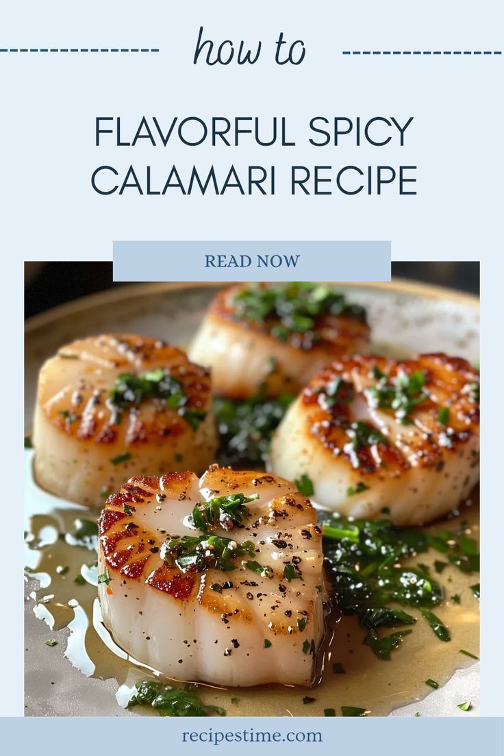 scallops on a plate with herbs in the middle