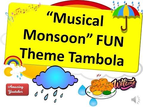 there is a sign that says musical monsson'fun theme tambola