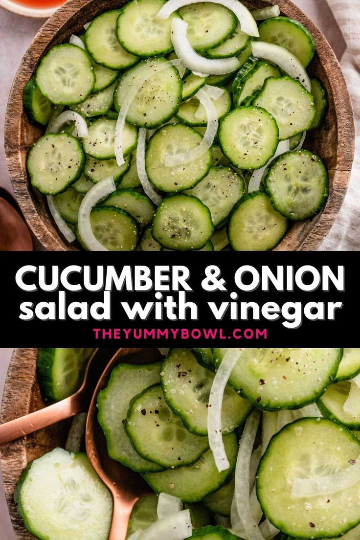 cucumber and onion salad with vinegar is an easy side dish for any meal