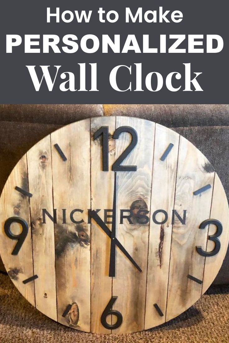 a clock made out of wood with the words how to make personalized wall clock