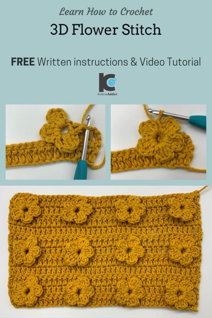 the crochet flower stitch pattern is shown with instructions to make it easy and fun