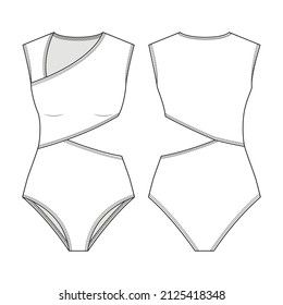 the front and back view of a women's one piece swimsuit