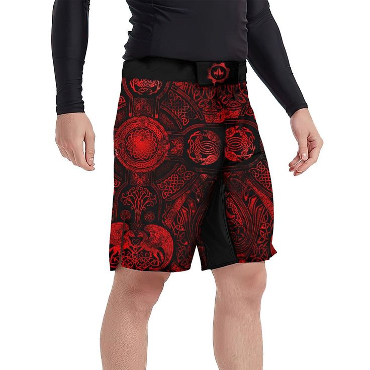 Viking Suncatcher Red Fight Shorts - Elite Performance Wear The Viking Suncatcher Red Fight Shorts are crafted from high-quality polyester and spandex, providing optimal comfort and performance for various combat sports. These fight shorts are perfect for boxing, MMA, BJJ, grappling, fitness, and CrossFit enthusiasts who demand only the best. Top-Notch Material Constructed with a blend of polyester and spandex, these fight shorts offer excellent durability and flexibility. The fabric is designed Martial Arts Shorts, Gym Shorts Men, Shorts Workout, Boxing Shorts, Mma Boxing, Rash Guard Women, Combat Sports, Martial Art, Compression Pants