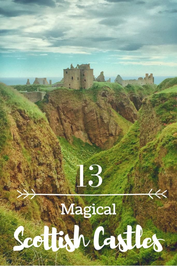 the scottish castle with text overlaying it that reads 13 magnificent scottish castles