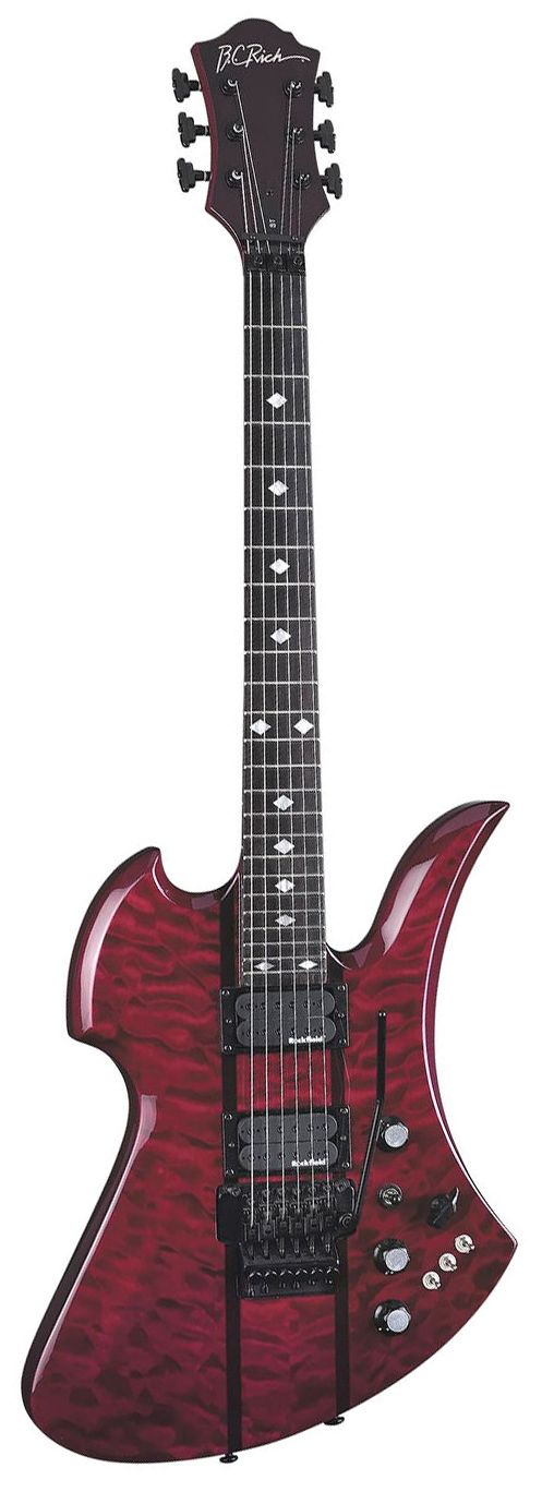 an electric guitar with red and black strings