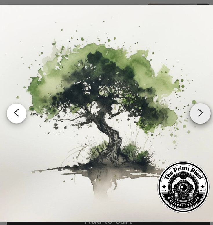 an image of a tree painted with watercolors on the app store's screen