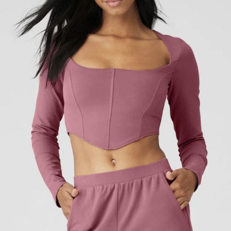 Alo Yoga Long Sleeve Crop Top In Mars Clay // Pink. Size Small. Brand New Without Tags. I Have Matching Leggings Listed. Alo Yoga Long Sleeve Tops For Fall, Alo Yoga Fall Loungewear Tops, Long Sleeve Alo Yoga Tops For Fall, Alo Yoga Long Sleeve Top, Alo Yoga Fitted Long Sleeve Activewear, Alo Yoga Long Sleeve Workout Tops, Alo Yoga Cropped Workout Tops, Alo Yoga Fitted Crop Top For Workout, Chic Alo Yoga Tops For Spring