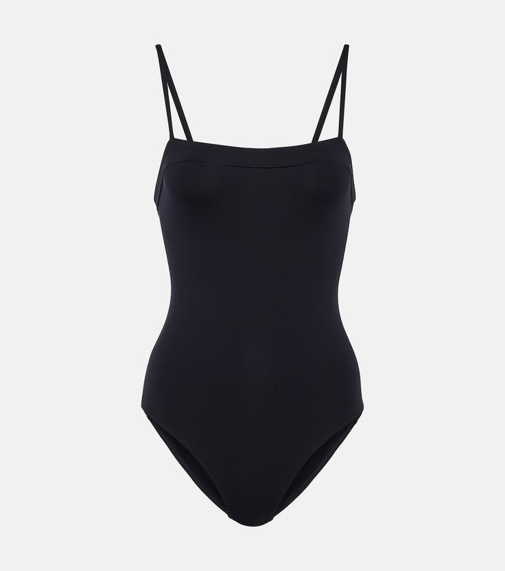 Aquarelle swimsuit in black - Eres | Mytheresa Solid Swimwear With Built-in Bra, Adjustable Straps Second-skin Swimwear For Swimming, Seamless Nylon Swimwear For Sunbathing, Sleek Lined Swimwear For Beach, Sleek Lined Swimwear For The Beach, Polyamide Swimwear With Built-in Bra For Poolside, Sleek Second-skin Swimwear For Summer, Sleek Fitted Polyamide Swimwear, Elegant Swimwear With Built-in Bra Minimal Stretch