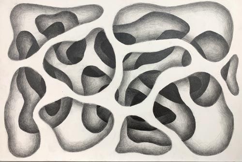 an abstract drawing with black and white lines