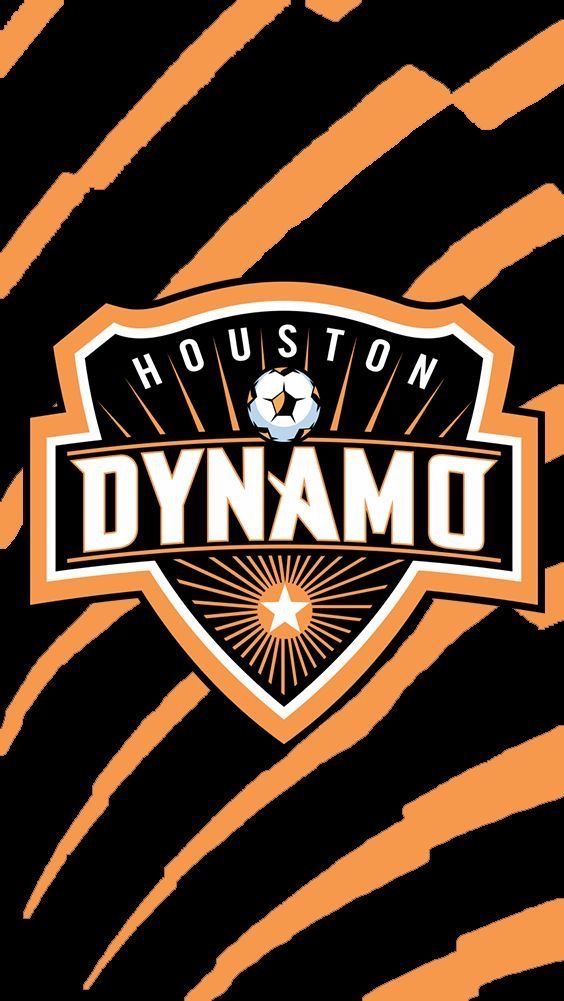 the houston dynamite logo is shown on an orange and black zebra print background with white stars