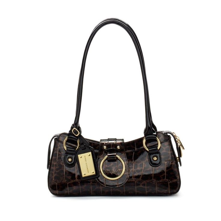 Luxury Black Shoulder Bag With Logo Print, Luxury Leopard Print Satchel Shoulder Bag, Luxury Handheld Baguette Bag For Office, Formal Brown Baguette Bag With Double Handle, Luxury Formal Baguette Bag With Double Handle, Luxury Double Handle Baguette Bag For Formal Occasions, Luxury Double Handle Baguette Bag For Formal Events, Classic Satchel Baguette Bag For Formal Occasions, Formal Shoulder Baguette Bag