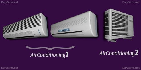 three air conditioners are shown with the words air conditioning on them and above them