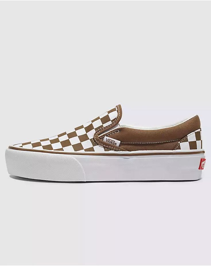 Classic Slip-On Platform Shoe Brown Slip-on Vans Sneakers, Brown Slip-on Skate Shoes With Rubber Sole, Vans Platform Slip-on Sneakers, Vans Slip-on Platform Sneakers, Vans Slip-ons With Cushioned Footbed And Round Toe, Vans Slip-ons With Round Toe And White Sole, Vans Slip-ons With White Sole And Round Toe, Vans Slip-on Sneakers With Rubber Waffle Outsoles, Vans Slip-ons With Round Toe