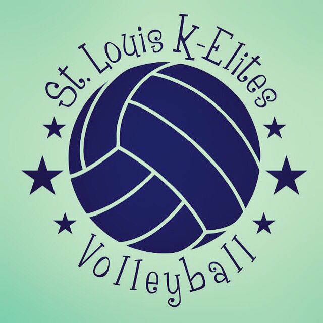 a blue volleyball ball with stars around it and the words st louis keites volleyball