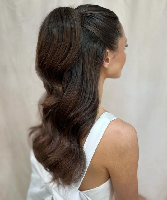 Fall Wedding Hair Pieces, Sleek High Ponytail, Fall Wedding Hair, Bridesmaid Hair Inspo, Wedding Hair Ideas, Bridal Hair Half Up, Wedding Hair Colors, Beautiful Wedding Hair, Fall Wedding Hairstyles