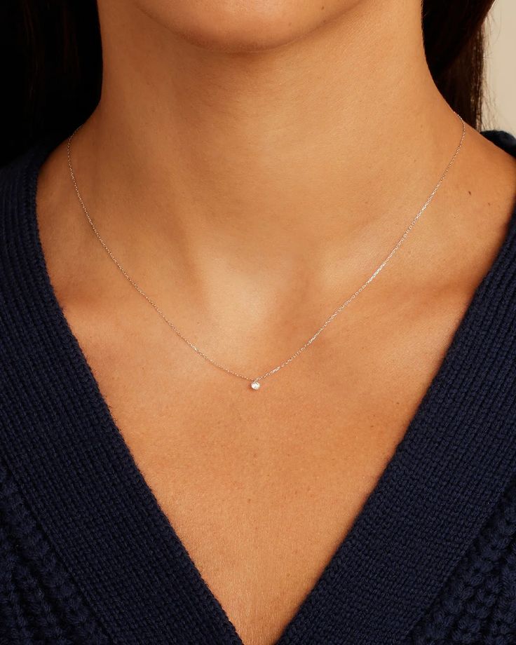 gorjana Jewelry | Floating Diamond Necklace Diamond Necklace Silver, Simple Diamond Necklace, Diamond Necklace Simple, Floating Diamond Necklace, Gorjana Jewelry, Simple Diamonds, Necklace Silver, Silver Necklaces, Diamond Necklace