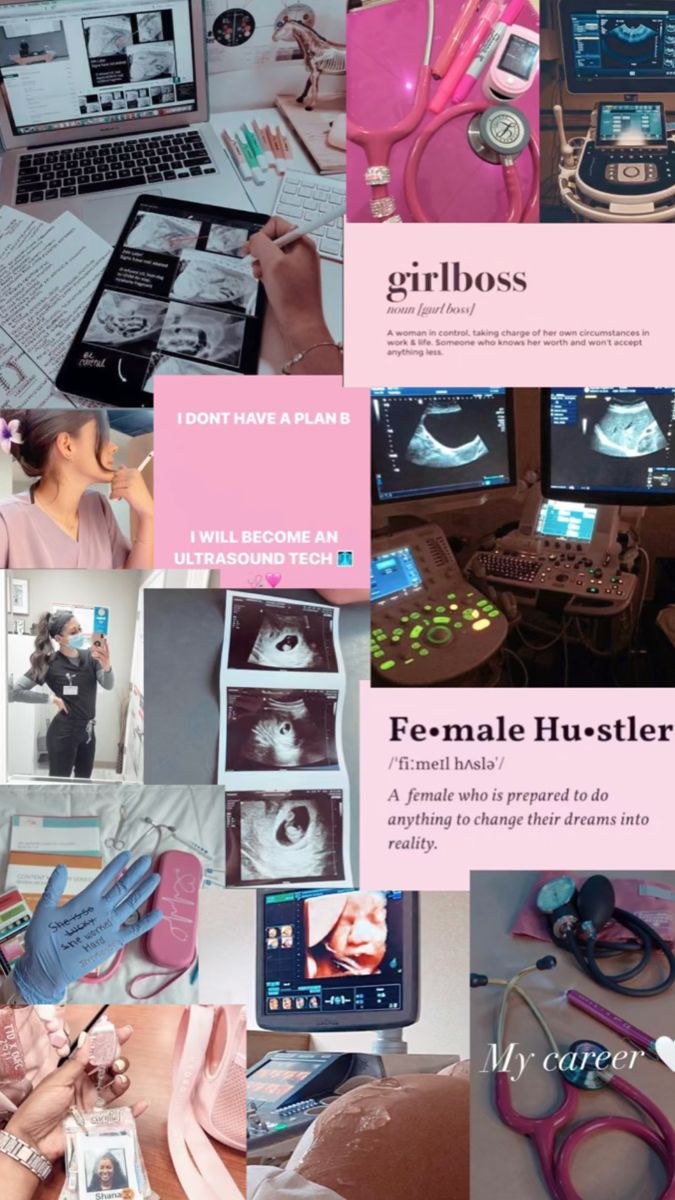 a collage of photos with pink and blue accessories on them, including laptops