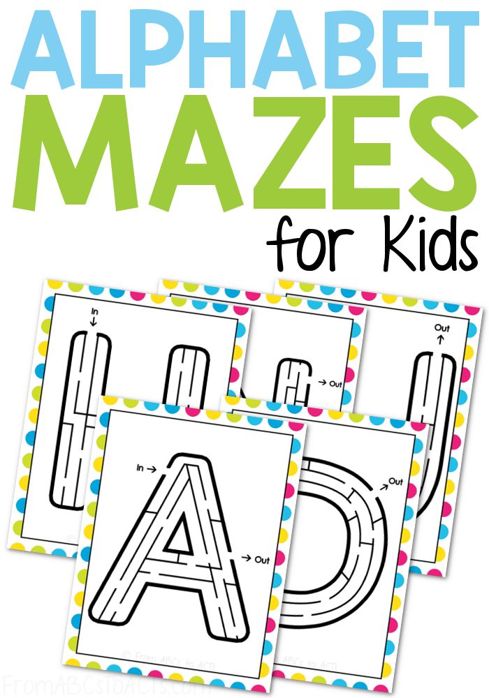 the alphabet mazes for kids is shown in three different colors and font, along with two