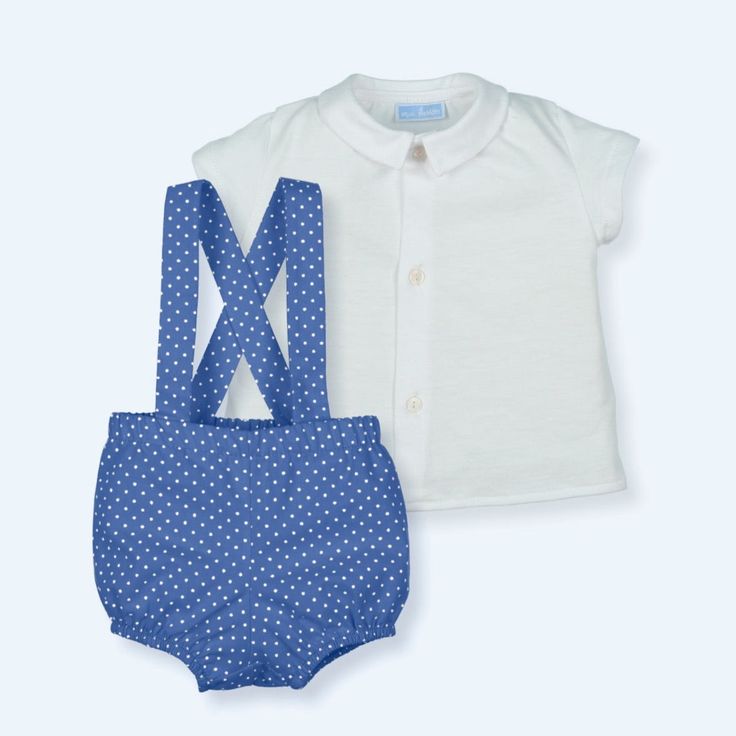 Brand: Macilusion Reference: 9329 Description:Baby outfit includes cotton dot shorts with straps and cotton blouse CALA GIVEROLA Size Guide: Sizes small. Size +1 from European sizes Shorts With Straps, Stroller Cover, Baby Nest, Beauty Case, Special Occasion Outfits, Baby Outfit, Blanket Gift, Newborn Boy, Cotton Blouse