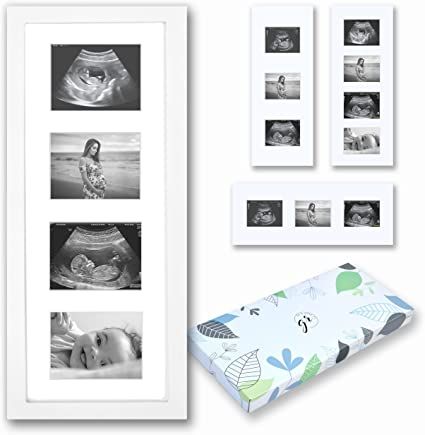 a baby's first year photo album and its contents are shown in black and white