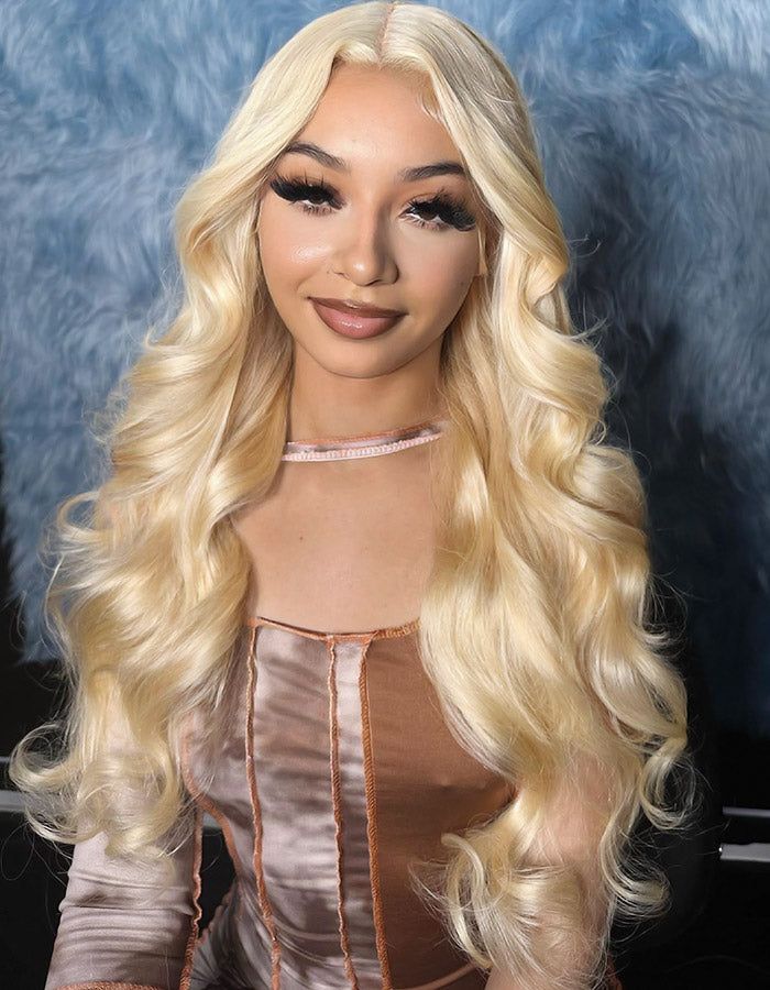 This Full Lace Human Hair Wig has a luxurious 613 blonde color and is made from high-density material to create a natural yet beautiful look. The HD transparent 360 lace cap ensures the wig is comfortable to wear and the body wave style provides maximum movement. Perfect for any occasion. Product Details Brand: Ishow Hair Hair Material: 100% human hair from one donor Hair Color: Blonde Texture: Body Wave Length: 10-26 Inch Available(Hot Selling:24 Inch) Density: 150% Hairline: pre-plucked Can Be 613 Body Wave Wig, Asian Hair Extensions, Wave Wig, Colored Wigs, Platinum Blonde Hair, Body Wave Wig, Body Wave Hair, Peruvian Hair, Hair Collection