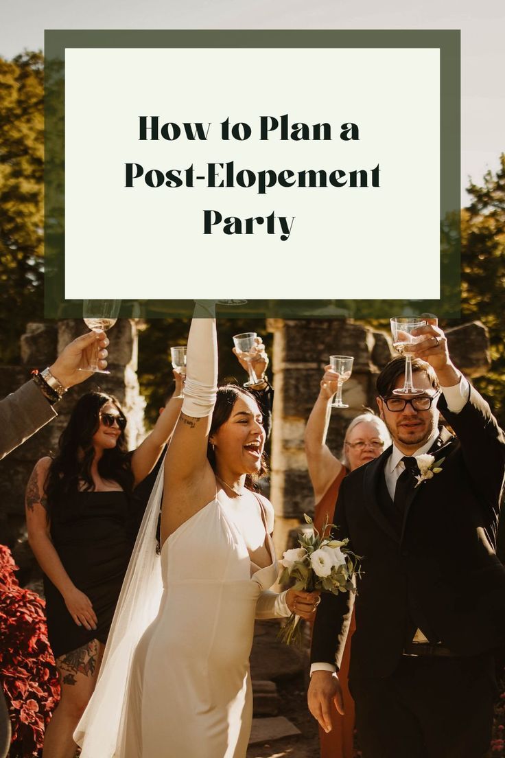 This is a blog post on how to plan a post-elopement party for those wanting a sort of reception after. Elopement Party, Elopement Reception, Airbnb Wedding, Elopement Announcement, Party Plan, Commitment Ceremony, Future Wedding Plans, Reception Party, Wedding Mood Board