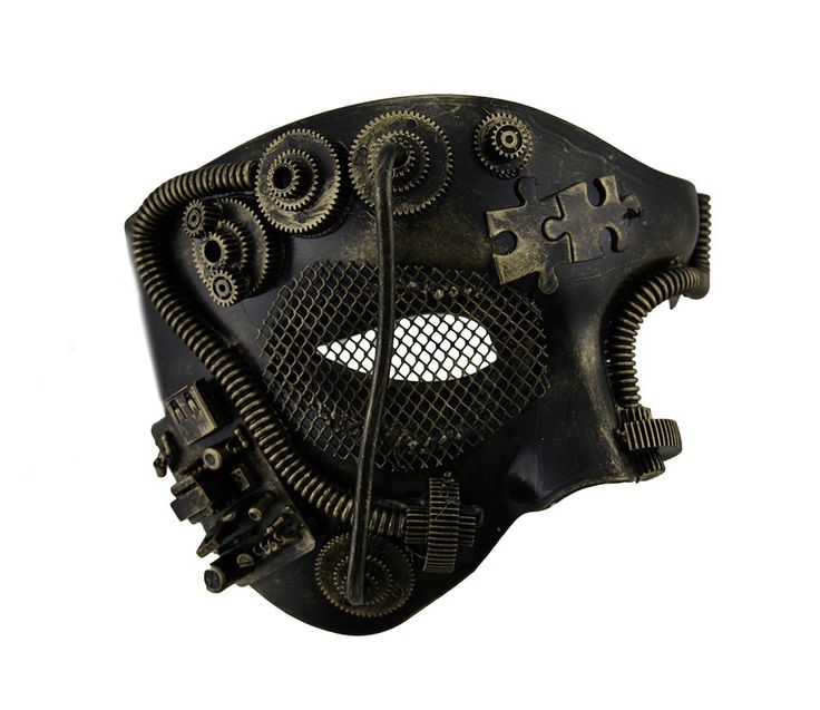 Half Face Masquerade Mask, Phantom Mask, Gold Masquerade Mask, Steampunk Robot, Mode Steampunk, Steampunk Mask, Diesel Punk, Masquerade Costumes, Half Mask