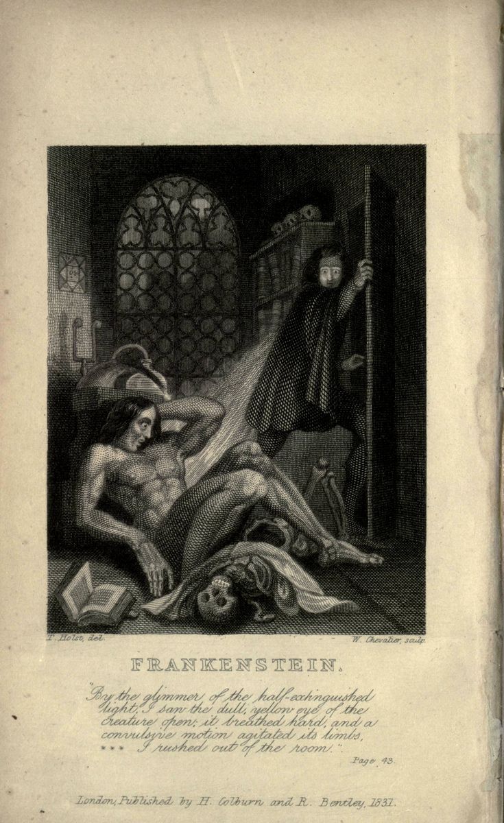 an old book with a drawing of a man laying on the ground next to a woman