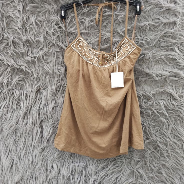 Questions? Leave A Comment Below! Chic Embellished Beige Tops, Chic Beige Embellished Tops, Beaded Tops For Summer, Chic Embellished Beach Tops, Casual Beaded Tops For Summer, Beaded Tops For Vacation In Spring, Chic Beaded Tops For The Beach, Chic Beaded Tops For Beach, Beaded Tops For Spring Vacation