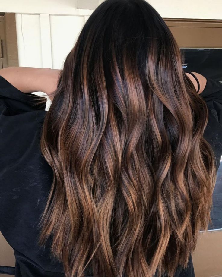 Long Brown Hair With Caramel Highlights Mermaid Transformation, Brown Black Hair Color, Perfect Balayage, Brunette Tones, Highlights For Dark Brown Hair, Brown Hair With Caramel Highlights, Chocolate Brown Hair Color, Blond Balayage, Brunette Balayage