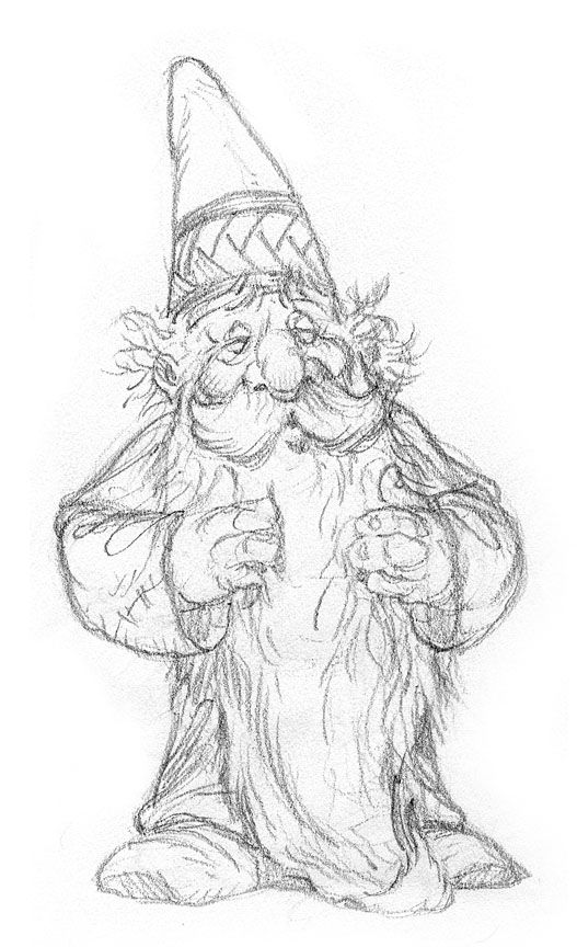 a pencil drawing of an old wizard