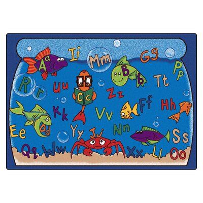 an image of children's play mat with letters and fish in the ocean on it