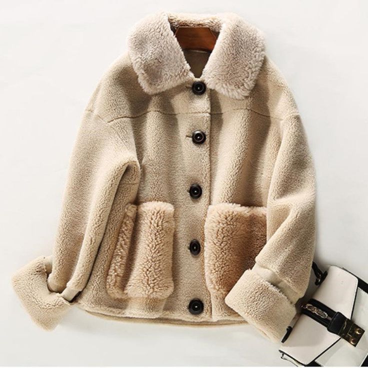 Product information: Material: Shearling Style: simple and stylish Features: solid color Colour: Beige Camel, Beige Size Information: Unit：CM Size Lenght Bust Shoulder Sleeve S 57 110 56 48 M 58 114 57 49 L 59 118 58 50 Note: 1. Asian sizes are 1 to 2 sizes smaller than European and American people. Choose the larger size if your size between two sizes. Please allow 2-3cm differences due to manual measurement. 2. Please check the size chart carefully before you buy the item, if you don't know ho North Face Nuptse, Wool Coat Women, Winter Outerwear, Wool Blend Coat, Coat Women, Cool Sweaters, Black Plaid, Casual Jacket, Wool Coat