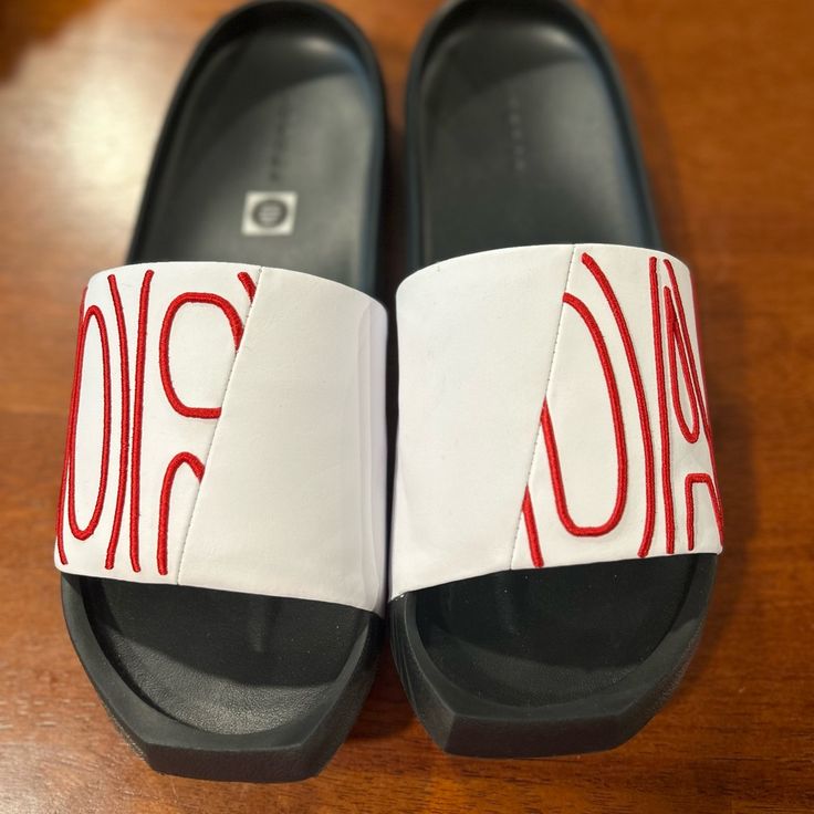 Woman’s Jordan Slides Red Black And White Nola Slide Us Size 10 Woman’s Worn Once Or Twice. In Excellent Shape Jordan Slides, Shoes Jordan, Size 10 Women, Us Size 10, Womens Jordans, Jordan Shoes, Women's Shoes Sandals, Shoes Sandals, Slides