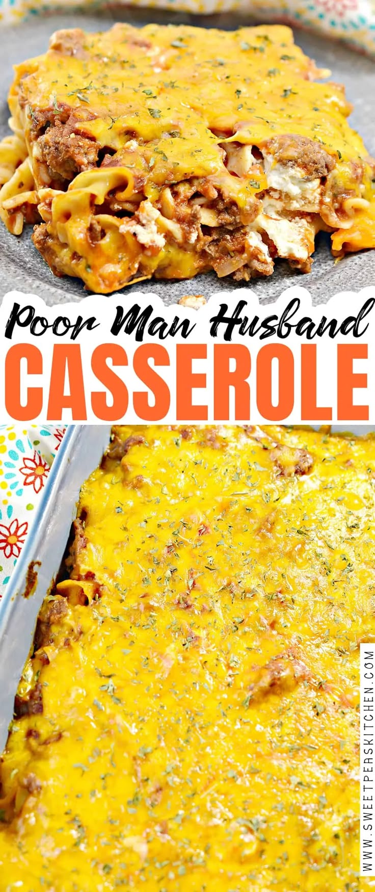 the casserole is ready to be eaten and served in the pan with text overlay