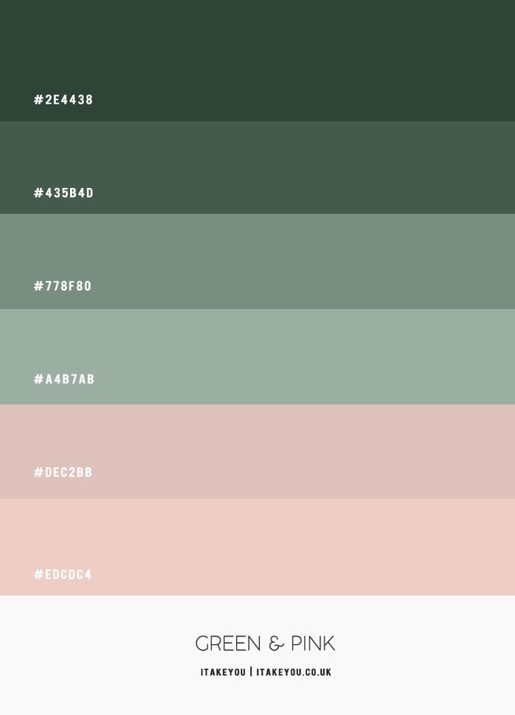 the shades of green and pink are shown in this color palette, which is very similar to