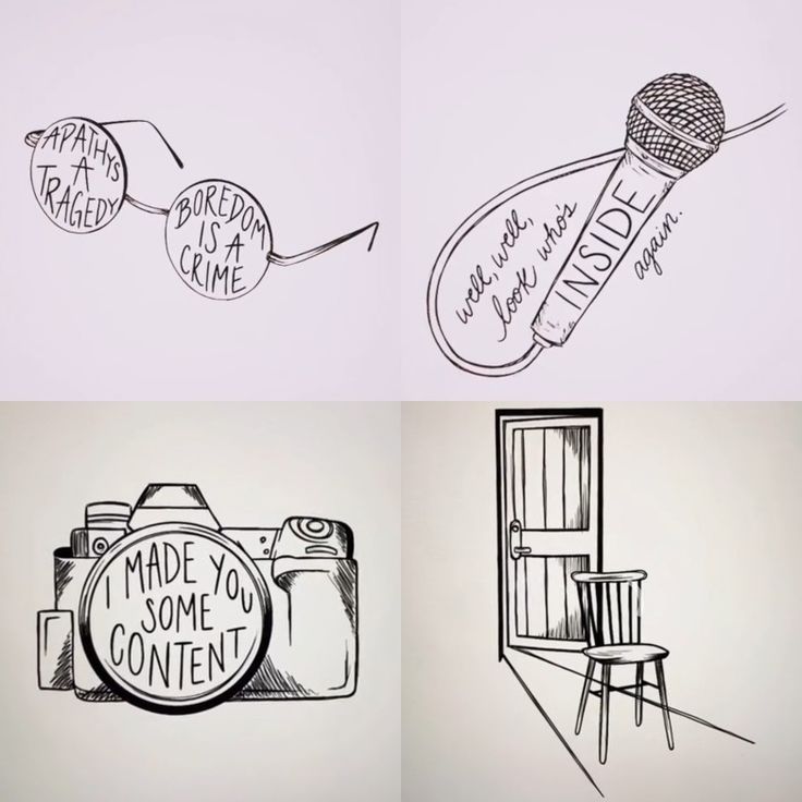 four different types of hand drawn objects