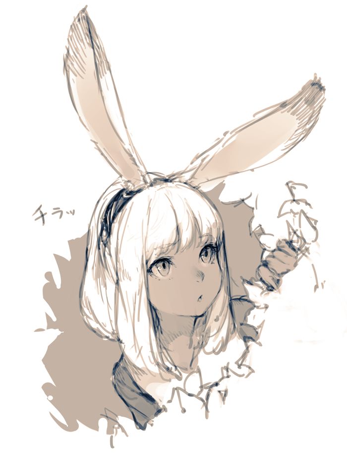 a drawing of a girl with bunny ears